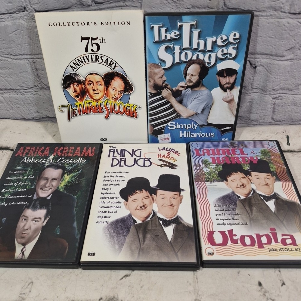 Classic Comedy DVDs Lot Of 5 Abbott Castello Stooges Laurel Hardy
